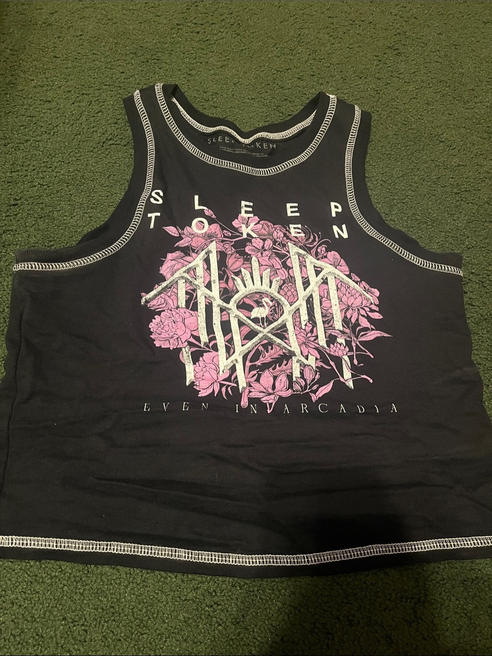 Spencers Black Sleep Token Tank Top with Pink Floral Graphic